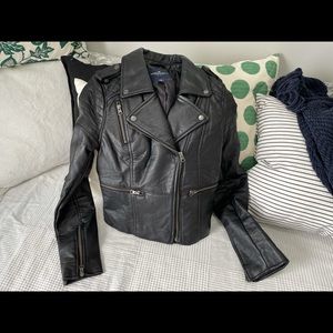 AE Black vegan leather coat size M